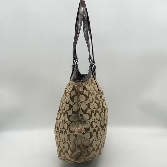 Coach Signature Khaki Canvas Devin Shoulder Bag F28503 - Picture 4 of 12